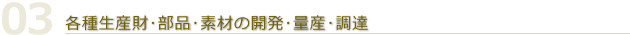 各種生産財･部品･素材の開発･量産･調達